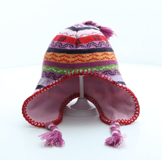Preworn Girls Multicoloured Fair Isle Acrylic Bonnet One Size