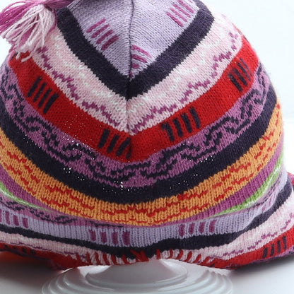Preworn Girls Multicoloured Fair Isle Acrylic Bonnet One Size