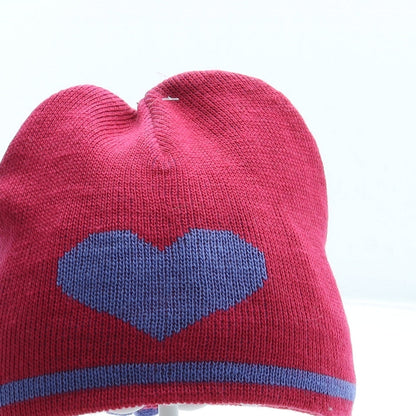 Preworn Girls Pink Acrylic Beanie One Size - Heart