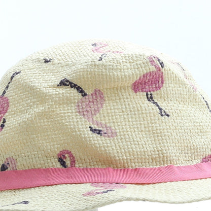 George Girls Beige Geometric Paper Panama Hat Size S - Flamingo