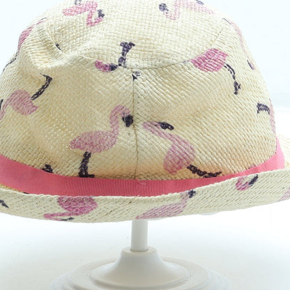 George Girls Beige Geometric Paper Panama Hat Size S - Flamingo