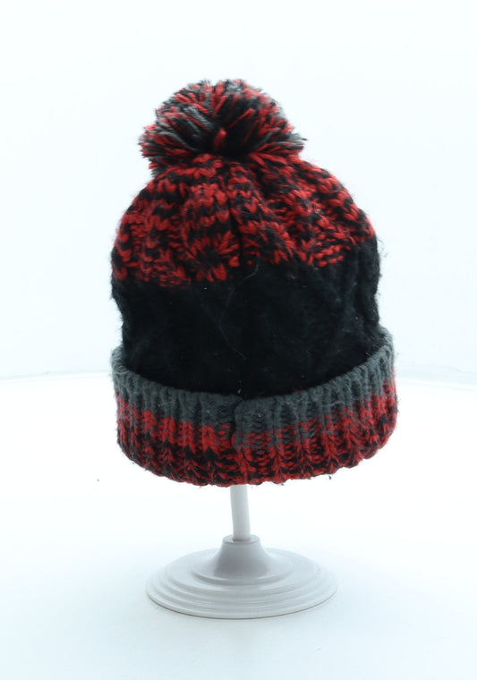 F&F Boys Red Acrylic Bobble Hat Size S