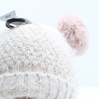 F&F Girls Pink Acrylic Bobble Hat One Size