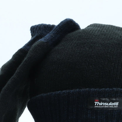 George Mens Black Acrylic Beanie Size L - Gloves Included
