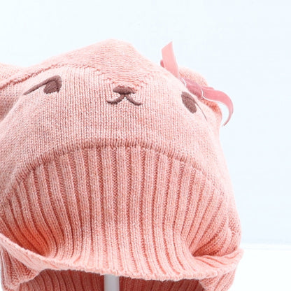 Preworn Girls Pink Acrylic Beanie One Size - Bear