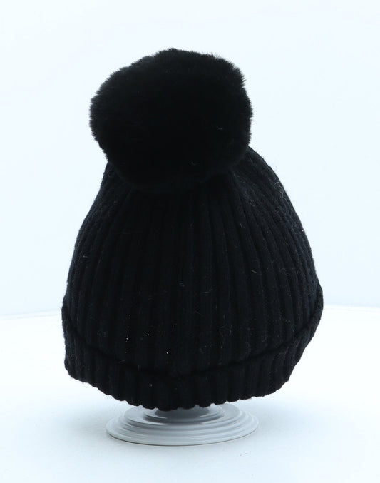 George Womens Black Acrylic Bobble Hat One Size