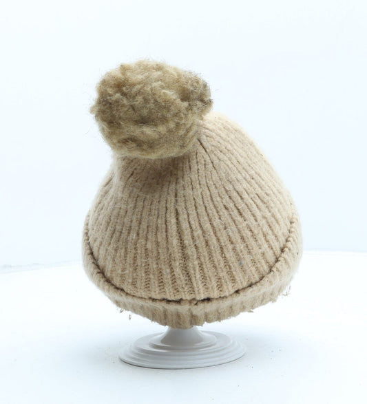 George Womens Beige Polyester Bobble Hat One Size
