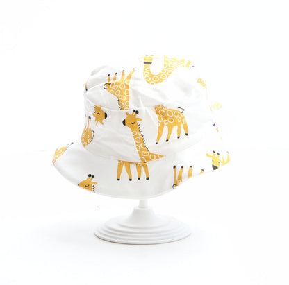 F&F Girls White Geometric 100% Cotton Bucket Hat One Size - Giraffe Pattern