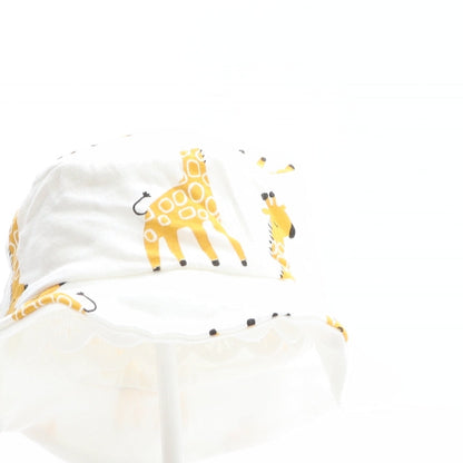 F&F Girls White Geometric 100% Cotton Bucket Hat One Size - Giraffe Pattern