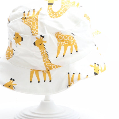 F&F Girls White Geometric 100% Cotton Bucket Hat One Size - Giraffe Pattern