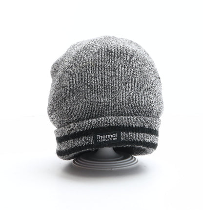 Pep&Co Mens Grey Striped Acrylic Beanie One Size