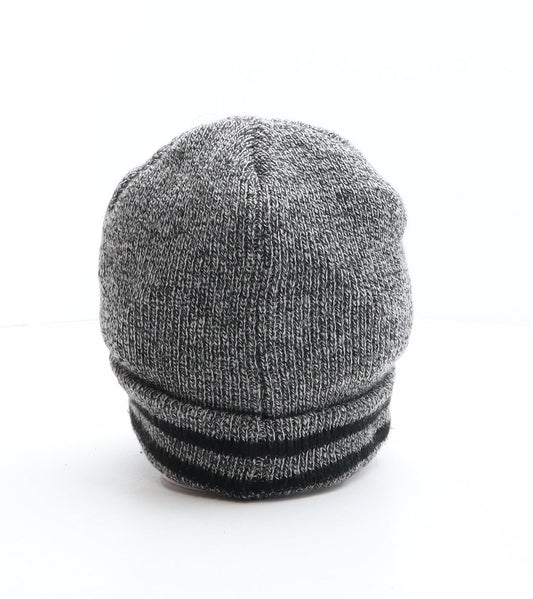 Pep&Co Mens Grey Striped Acrylic Beanie One Size