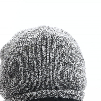 Pep&Co Mens Grey Striped Acrylic Beanie One Size