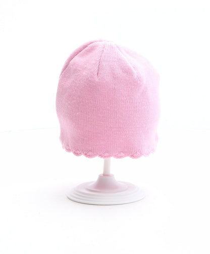 Primark Girls Pink Acrylic Beanie One Size - Cat Design