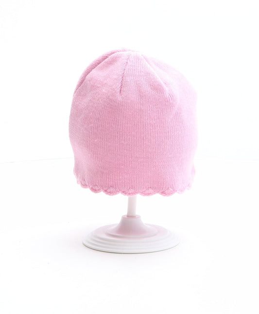 Primark Girls Pink Acrylic Beanie One Size - Cat Design