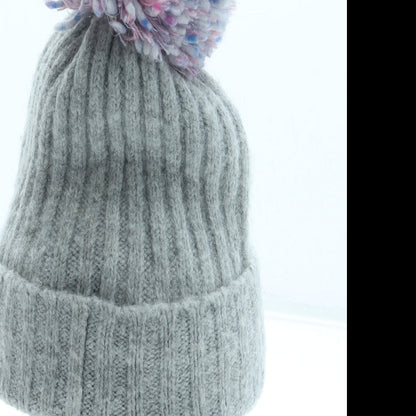 F&F Girls Grey Acrylic Bobble Hat Size S