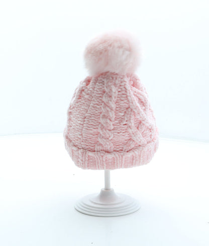 F&F Girls Pink Polyester Bobble Hat Size S