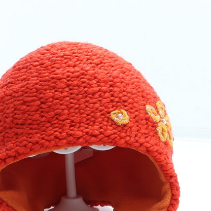 Preworn Girls Red Acrylic Bonnet Size S - Flower detail