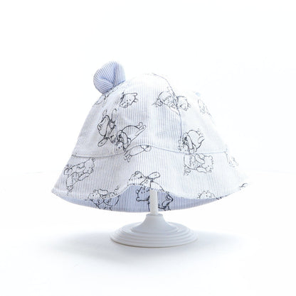George Boys Blue Geometric 100% Cotton Bucket Hat One Size - Disney, Winnie the Pooh, Ears design