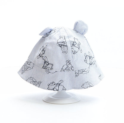 George Boys Blue Geometric 100% Cotton Bucket Hat One Size - Disney, Winnie the Pooh, Ears design