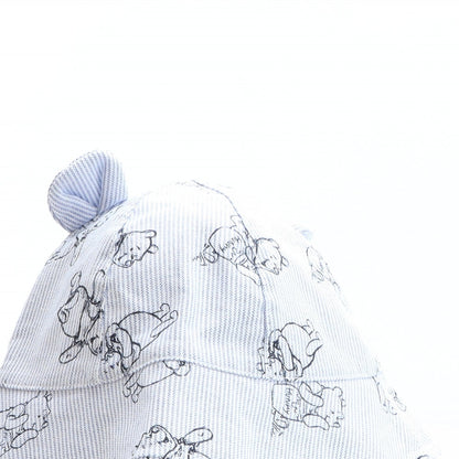 George Boys Blue Geometric 100% Cotton Bucket Hat One Size - Disney, Winnie the Pooh, Ears design