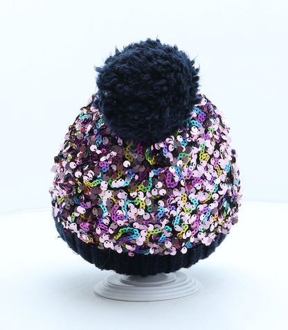 F&F Girls Multicoloured Acrylic Bobble Hat One Size