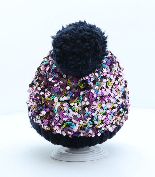 F&F Girls Multicoloured Acrylic Bobble Hat One Size