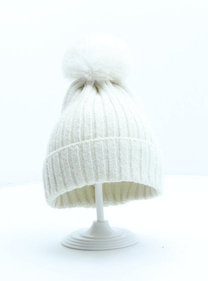 Primark Girls Ivory Polyester Bobble Hat Size M