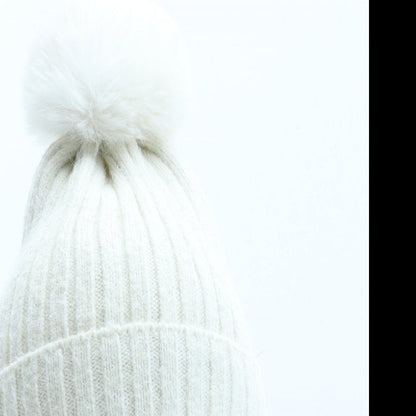 Primark Girls Ivory Polyester Bobble Hat Size M