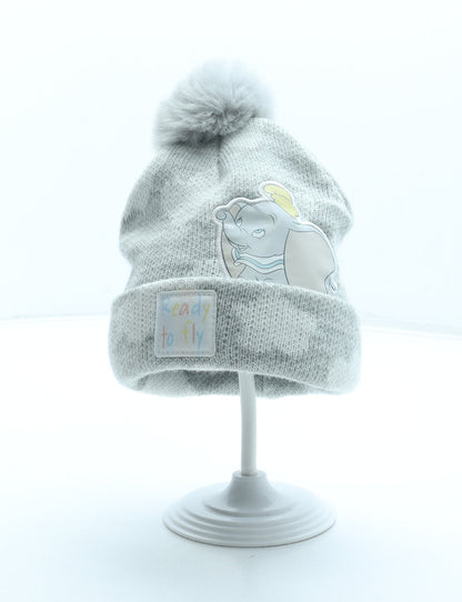 Primark Girls Grey Geometric Acrylic Bobble Hat Size S - Dumbo