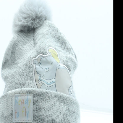 Primark Girls Grey Geometric Acrylic Bobble Hat Size S - Dumbo