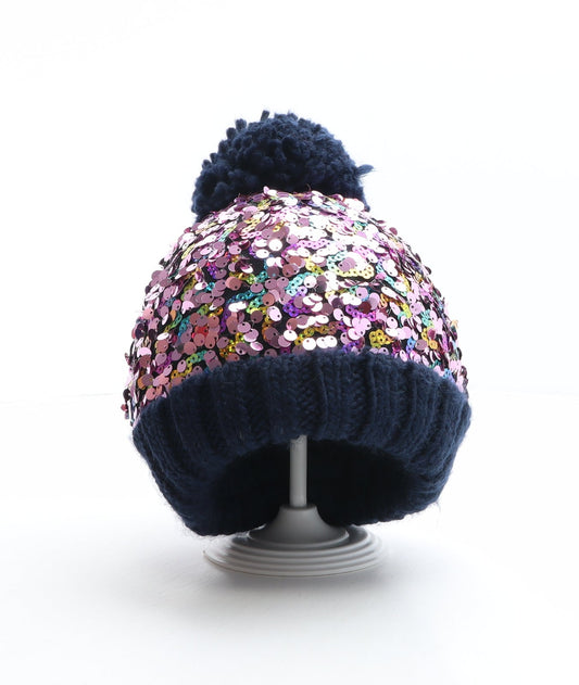F&F Girls Multicoloured Acrylic Bobble Hat One Size