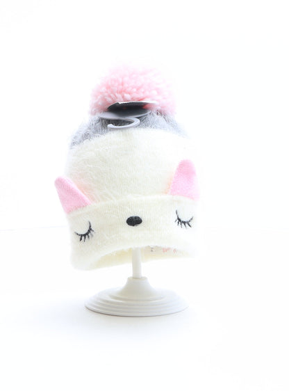 Primark Girls Multicoloured Colourblock Polyamide Bobble Hat One Size