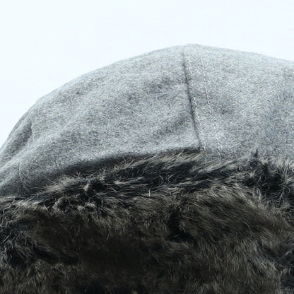 Preworn Mens Grey Polyester Trapper Hat One Size - Faux Fur