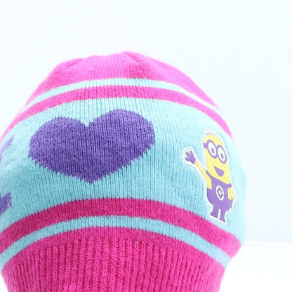 George Girls Multicoloured Striped Acrylic Beanie One Size - Minions