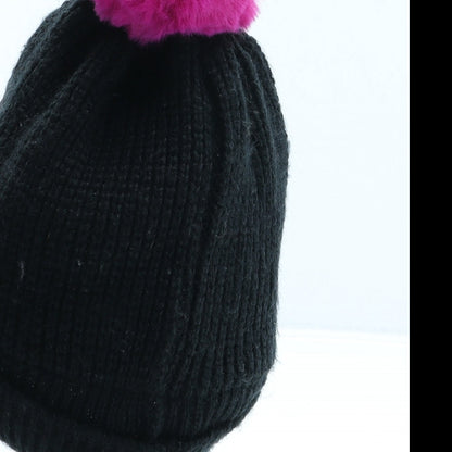 George Girls Black Acrylic Bobble Hat One Size - Love