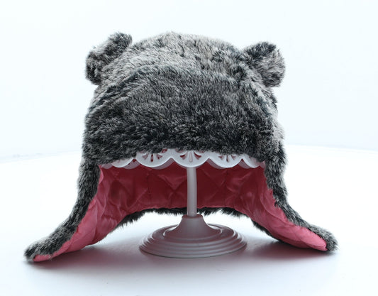 George Girls Grey Acrylic Trapper Hat One Size - Faux Fur