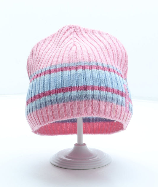 Preworn Girls Multicoloured Striped Acrylic Beanie One Size - Age 11-13 years