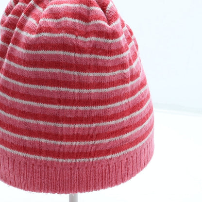 Preworn Girls Pink Striped Acrylic Beanie One Size
