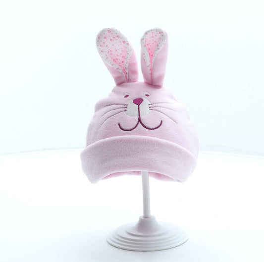 Preworn Girls Pink Polyester Beanie Size S - Bunny Rabbit Ears