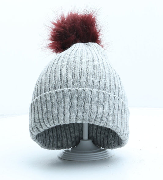 George Womens Grey Acrylic Bobble Hat One Size
