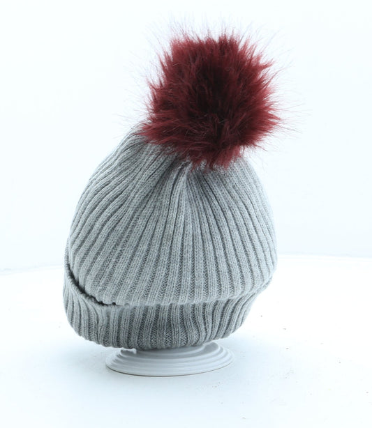 George Womens Grey Acrylic Bobble Hat One Size