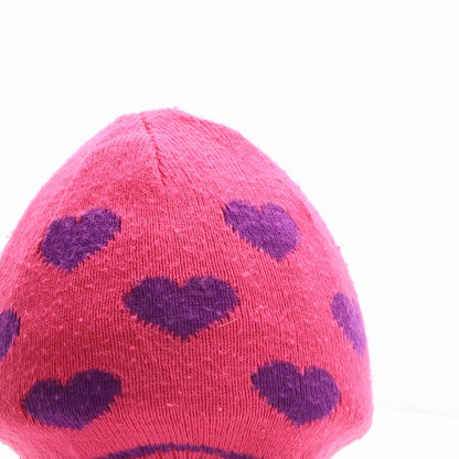 George Girls Multicoloured Geometric Acrylic Beanie One Size - Heart pattern