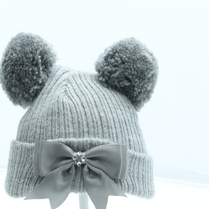 Preworn Girls Grey Acrylic Bobble Hat Size XS