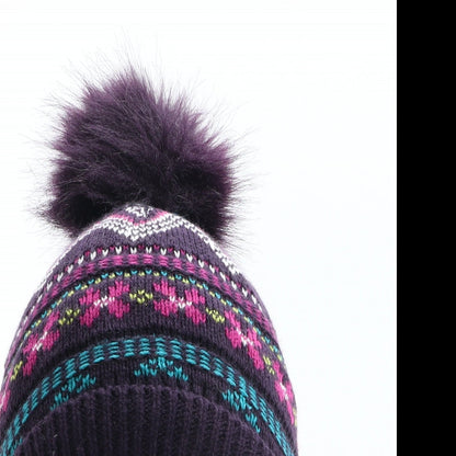George Girls Multicoloured Fair Isle Acrylic Bobble Hat One Size