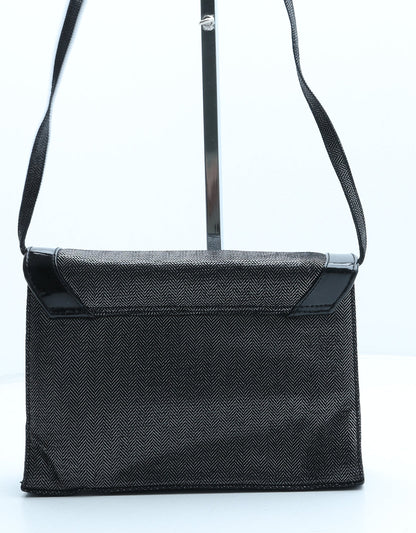 Preworn Womens Black Herringbone Polyester Crossbody Size Small