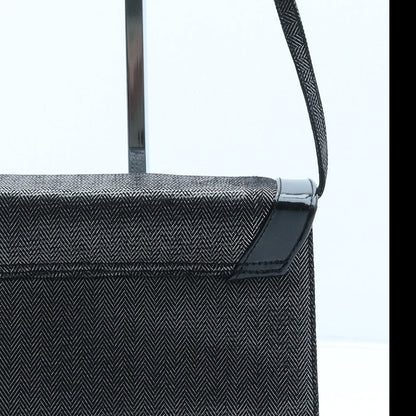 Preworn Womens Black Herringbone Polyester Crossbody Size Small