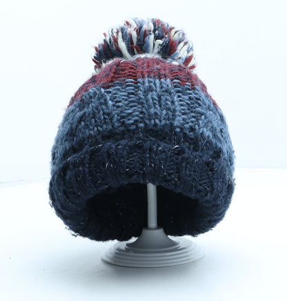 F&F Boys Multicoloured Striped Acrylic Bobble Hat One Size - UK Size 3-6 Years