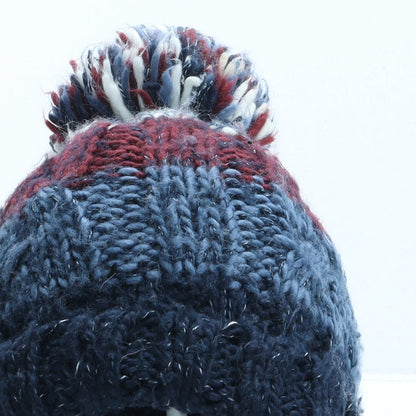 F&F Boys Multicoloured Striped Acrylic Bobble Hat One Size - UK Size 3-6 Years