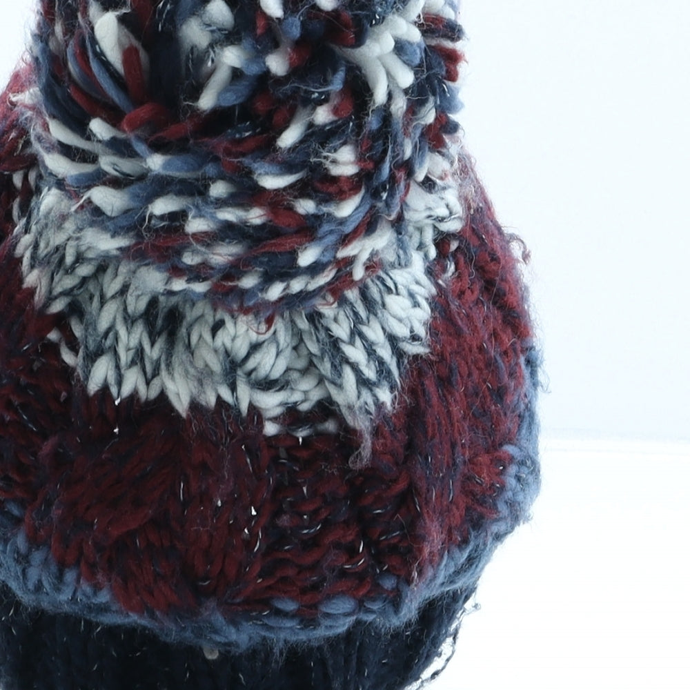 F&F Boys Multicoloured Striped Acrylic Bobble Hat One Size - UK Size 3-6 Years